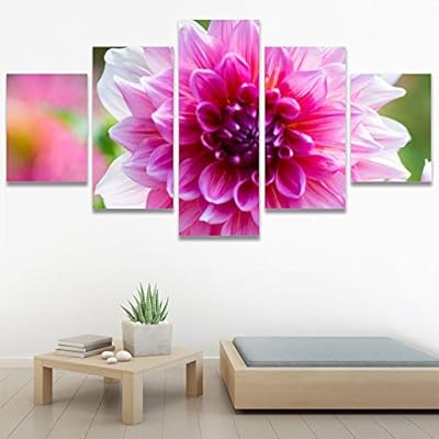 SIGNWIN 5 Panel Canvas Wall Art Pink Fields...
