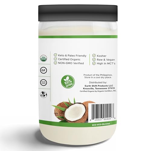 Earth Circle Organics Premium Ultra Pure Extra Virgin Coconut Oil, Cold Pressed, Baking, Smoothies, Skin & Hair Care, Gluten-Free, Keto & Paleo Friendly (32 Ounce Unrefined) - Pack of 2 - Image 3
