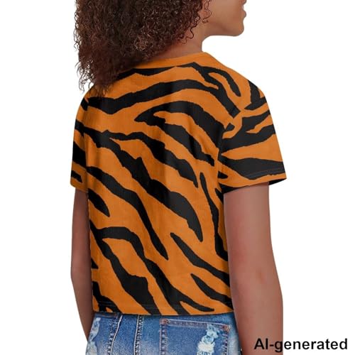 Image of Cute Crop Tops for Girls Short Sleeve Summer T Shirts Fashion Graphic Tees Crew Neck Pullover Tee 5-14 Years