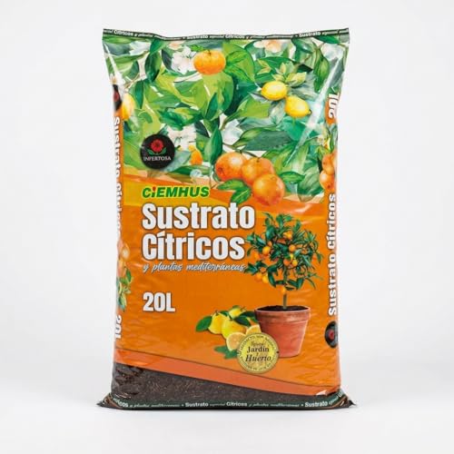 Ciemhus Sustrato Profesional para Cítricos 20 L – Mezcla Premium de Turba Negra, Fibra de Coco y Compost Vegetal – Fertilizado con NPK 14‑16‑18 – Ideal para Limoneros, Naranjos y Plantas Mediterráneas
