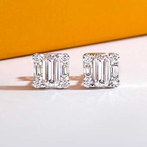 Moissanite Hoop Stud Earrings for Women D Color VVS1 Clarity Round Brilliant Cut 925 Sterling Silver Double Rows Huggie Hoop Earring for Her Mom Wife with Certificate3