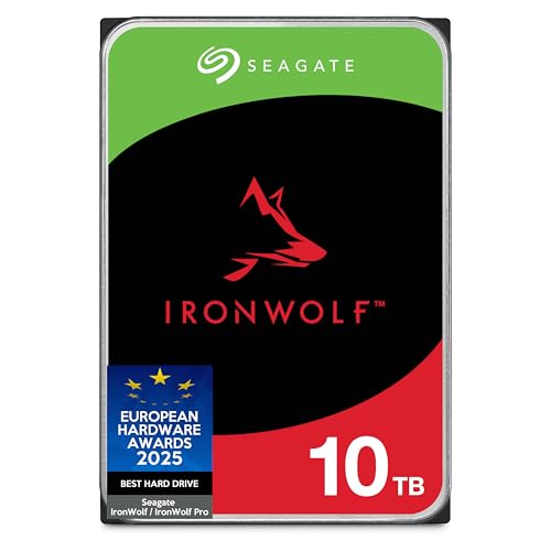 Seagate IronWolf 10TB NAS Internal Hard Drive, 3.5' SATA 6Gb/s, 7200 RPM, CMR, RAID Optimized, IronWolf Health Management – for NAS Systems (ST10000VNZ00)