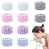 5 Paar Schweißband Handgelenk, Elastisches Mikrofaser Gesicht Wasch Kosmetik Handgelenk Waschband Schweißbänder Makeup Handgelenk Gesichtshautpflege Wristband (Weiß/Rosa/Himmelblau/Grau/Lila)