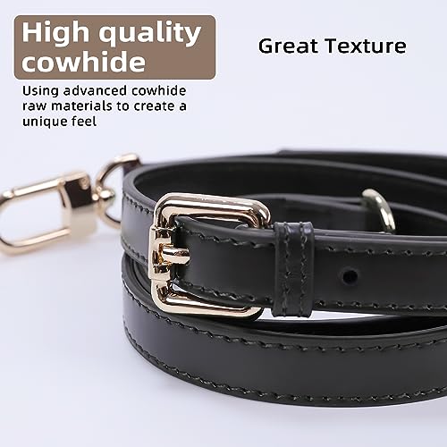 Vachetta Leather Strap for Speedy Bag, Multi Length Handmade Adjustable Cowhide Crossbody Purse Strap for Handbag 【0.7 Inch Wide, Glossy Black】2