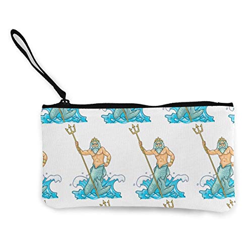 Preisvergleich Produktbild Poseidon Griff Dreizack im Meer Färbung Unisex Canvas Reißverschluss Geldbörse Polyester Exquisite Reise Kulturtasche Bleistift Paket