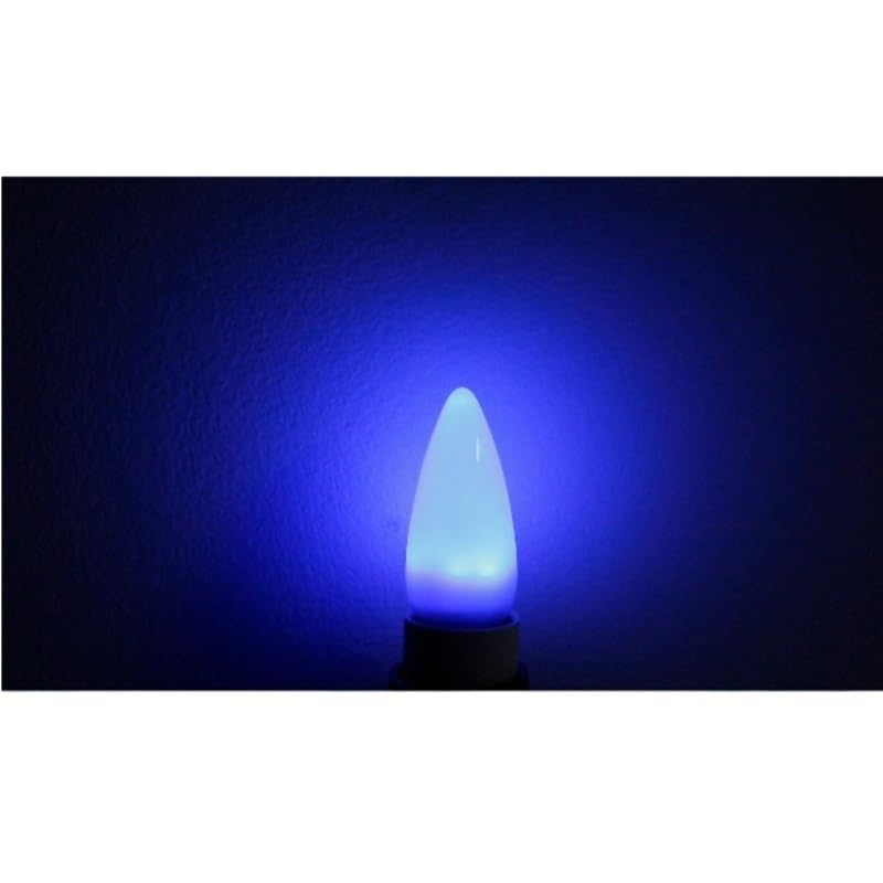 YSJX feux à large tension, Lot de 50 ampoules LED en forme de bougie, E14 AC100-250 V 0,8 W, luminaire décoratif pointu(Bleu)