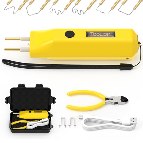 TOOLIOM Rechargeable Plastic Welder,100W USB-C Charging & Battery Powered Hot Stapler Plastic Repair Kit,Cordless Plastic Welder Gun with 400 Staples,Plastic Welding Kit for Bumper Plastics Repair