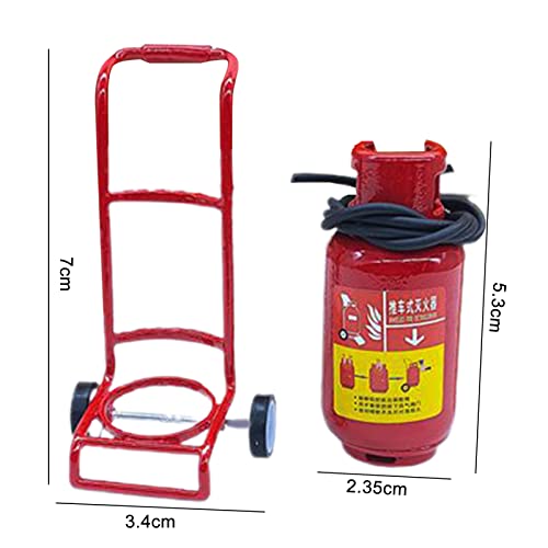 Walbest Dollhouse Simulation Mini Extinguisher Model 1/12 Doll House Alloy Miniature Trolley Fire Extinguisher Decor Scene Props for Home Red
