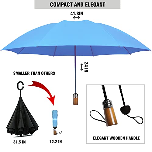 Image of Automatic Open Close Compact Travel Umbrella with Wind Vent Umbrella big size Lightweight Windproof Folding for men Women