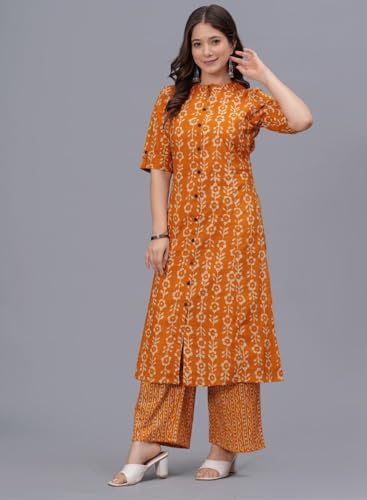 Image of rytras Women Printed A-Line Kurta Set with Palazzo Pants