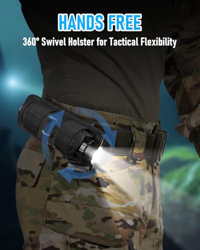 ULTRAFIRE Tactical Flashlight with Holster, Single Mode LED Flashlight 1000 High Lumen Duty Flashlights with Belt Holster and Charger, Bright Small Flash Light WF-501B - Image 5