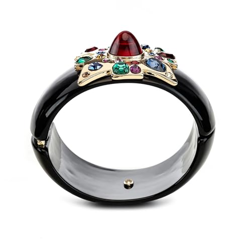Kenneth Jay Lane Wide Domed Maltese Cross HInged Bangle with Multicolor Crystal Accents2