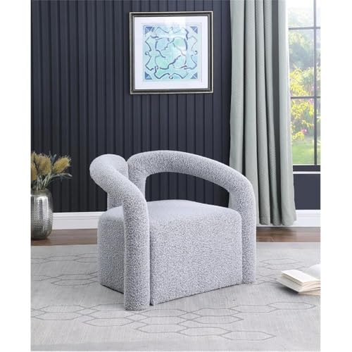 Sillón moderno tapizado gris bouclé miniatura 5