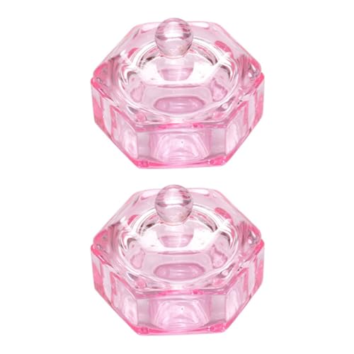 Vasos de Cristal Hexagonal Manicura 2 Piezas con Tapa miniatura 1