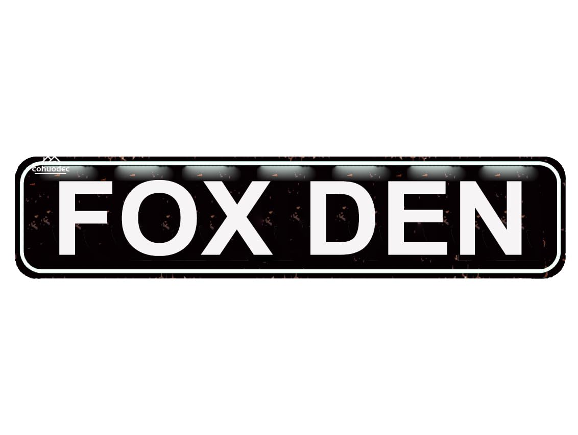 Fox Den Decor Rustic Metal Street Sign Home Patio Garden Bar Farm House Garage Wall Decor Black Tin Signs 4x16 Inch