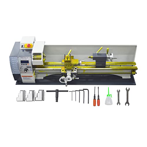 TECHTONGDA Metal Lathe 8X23” Precision DIY Lathe Electronic Leadscrew Gearless Bench Lathe Turning Machine Mini Lathe Automatic Switch Thread between Metric and Inch 110V 1100W