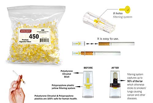 Efficient Disposable Cigarette Filters Holders 8 Holes Extra Filtration System Regular Size Cigarettes & Roll Your Own (Not Slim) Easy Draw Filter Tips Bulk Economy Pack (Total 450 Filters) #TOP6