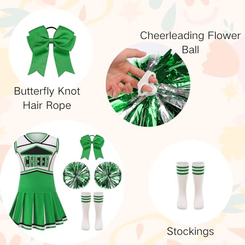 Disfraz de animadora para niñas 8-9 años color verde miniatura 3