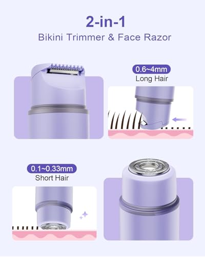 Image of 2-in-1 Bikini Trimmer for Women - Electric Shaver for Women, Womens Electric Razor & Trimmer for Sensitive Skin, Adjustable Comb, 100% Waterproof, Portable, USB Charge, Painless (Purple)