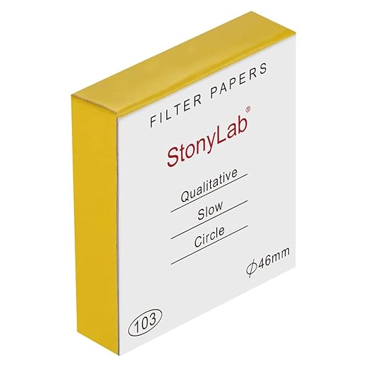 stonylab Qualitative Filter Paper, 100 Packs Slow Flow Rate Cellulose Filter Paper Circles with 10 Micron Particle Retention, 46 mm Diameter