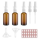Flacone spray nasale, 3 pezzi, 30 ml, in vetro ambrato, ricaricabili, nebulizzatori, nebulizzatori nasali vuoti, con imbuti ed etichette