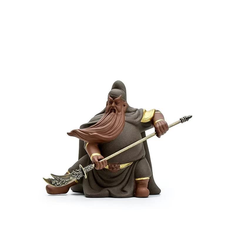 Ceramic Guan Yu Statue Tabletop Decor/God of War Guan Gong Statu/God of Wealth Guan Yun Chang Statue Feng Shui Decor Home Office Decoration