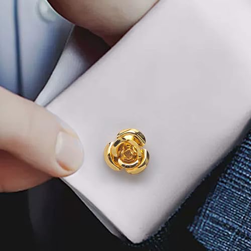 Rose Gold Flower Shape French Shirt Jewelry Cufflinks Stainless Tuxedo Cuff Links Buttons With Gift Box for Business Wedding4