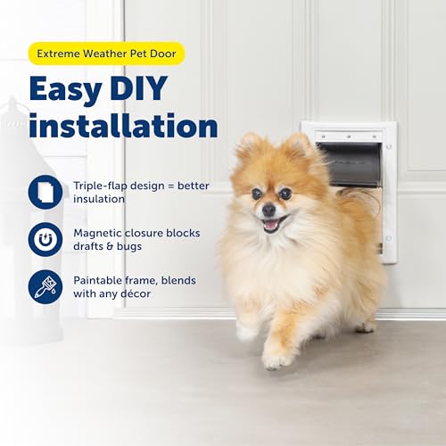 PetSafe Wetterfeste Haustiertür für Katzen und Hunde, energiesparende Haustiertür, isoliertes Klappensystem, klein, mit Kunststoffrahmen