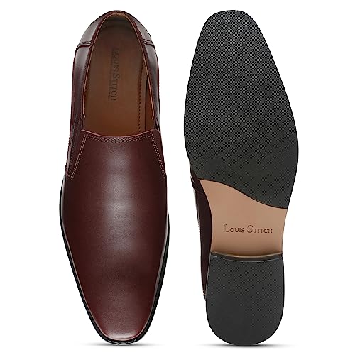 Image of LOUIS STITCH Men's Italian Leather Shoes Mocassin Comfortable Slipon Handcrafted Formal Loafers for Men RXSORW Size