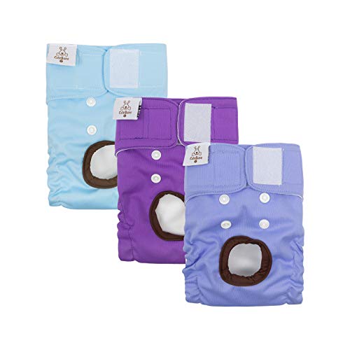 Image of CuteBone Dog Diapers Female Washable Small Medium Large 3 Pack Reusable Doggie Diapers Puppy Period Pants for Doggy Heat Cycle Peeing