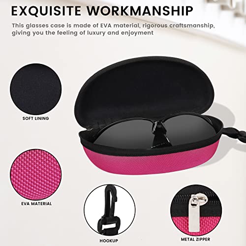 Image of molshine 3 Pieces Portable Hard Shell Sunglasses Case, Zipper Eyewear Eyeglasses Case with Hook for Women Men Travel Sports