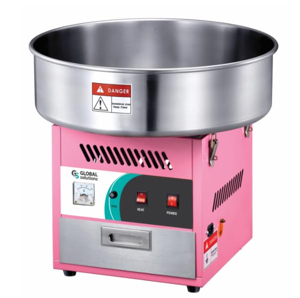 Global Solutions GS1730 Cotton Candy Machine, 20” Dia. Stainless Steel Bowl, (120) Cones per Hour
