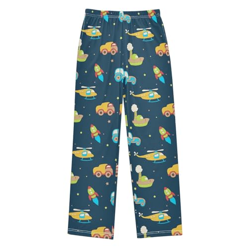 ZZXXB Helicopter Rocket Truck Boys Long Pants Soft Trousers Elastic Waist Kids Lounge Bottoms with Pockets S-XL