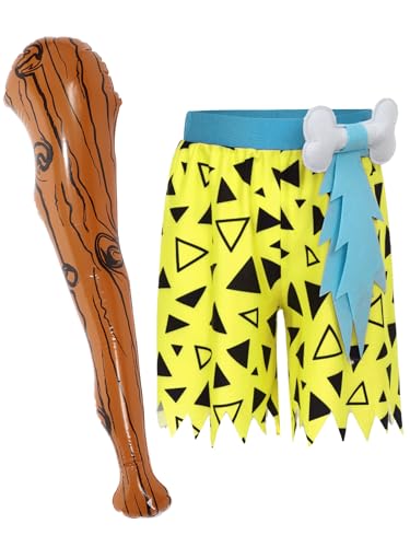 Miutii Disfraz de guijarros para niños, pantalones cortos con bastón hinchable, Halloween, carnaval, fiesta, amarillo, 170