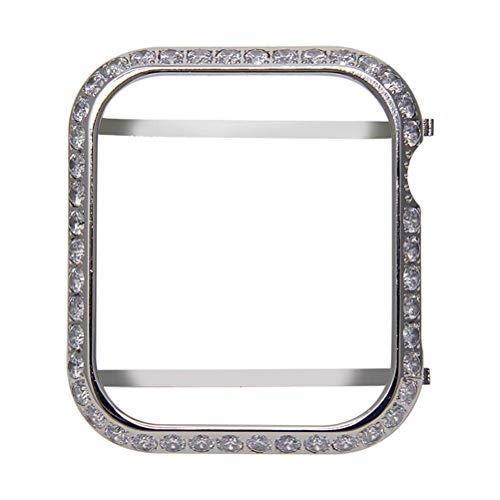 44mm Bling Kristall Diamanten Schmuck Klasse Uhrenschutz Fall Kristall Diamanten Rahmen Uhr Abdeckung für Apple iWatch Serie 4 Shell (Silber)