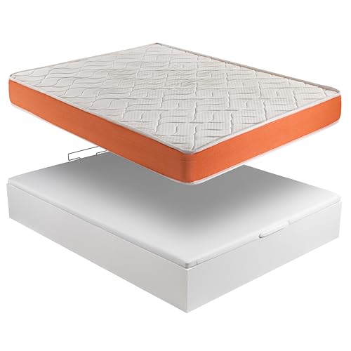 SmartCell Pack Descanso - Colchón Viscoelástico + Canapé Blanco | Montaje y Retirada Usado Incluido | 150x190 | Altura 18 cm | Alta Densidad | Máxima Ventilación | Antiácaros
