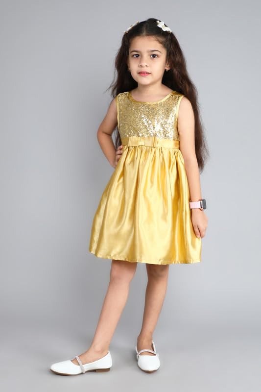 Image of Funshine Girls Spring Summer Casual Dress for Kids | Soft Breathable Comfortable Everyday Wear for Play School Outings Birthday Parties & Family Occasions | Stylish Lightweight Trendy Outfit