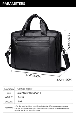Business mens leather briefcase, leather mens business bag, leather 16-inch hand-held one-shoulder laptop bag3