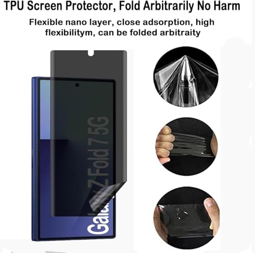 Image of ZARALA Privacy Hydrogel Screen Protector for Samsung Galaxy Fold 7 Anti-Spy Flexible TPU Private Protective Film, Anti-Scratch Anti-Peeping Ultra-Thin Soft Hydrogel Protective Film