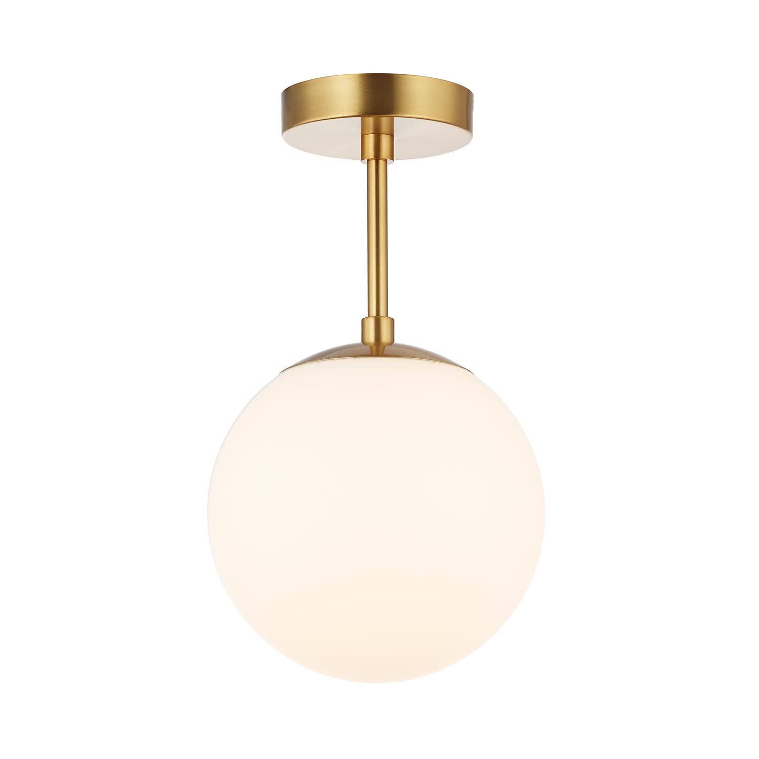 Happy Homewares Traditional Glass Globe IP44 Bathroom Ceiling Light - Gold Finish - 35cm Height