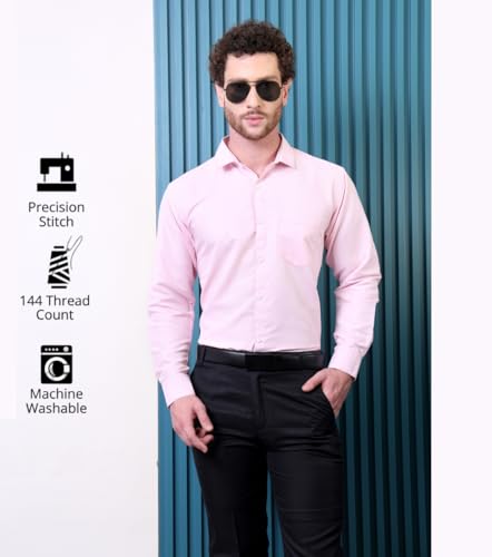 Image of CONTRARY Men's Pure Cotton Solid Stylish Casual & Formal Wear Shirt | Stylish Regular Fit Full Sleeve Comfortable Office Party Trendy Shirt - Multi Color