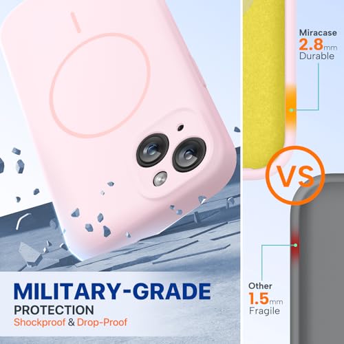 Image of Miracase Magnetic for iPhone 15 Plus Case, [Soft Anti-Scratch Microfiber Lining], Compatible with MagSafe, Liquid Silicone Shockproof Drop Protection Phone Case for 15 Plus, Sand Pink
