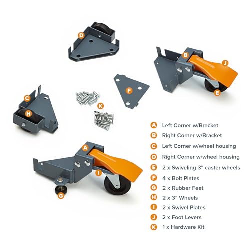 Image of Bora Portamate Mobile Base Kit PM-1100 - Heavy Duty, Universal, Customizable, Adjustable Rolling Set, Dolly Roller Frame and Casters for Moving Equipment, Tools, Machines - 400 lb Capacity