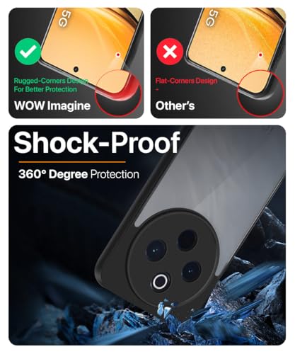 Image of WOW IMAGINE Translucent Hybrid Back Case Cover for iQOO Z10 5G | Vivo T4 5G Smoked Matte Back | Shock Proof 360 Degree Protection | Protective Hard Case - Matte Black