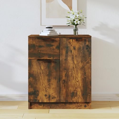 Gecheer Aparador,Aparador Entrada Acento Pasillo Vestíbulo Recibidor Mueble de Almacenaje Auxiliar Decoración Hogar Casa Escritorio Mueble Madera contrachapada Color Roble Ahumado 60x30x70 cm