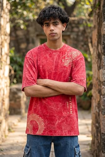 Image of boffi ... 100% Cotton Oversized T-Shirt Unisex Drop Shoulder Dye Washed Street Look Black Pack of 1