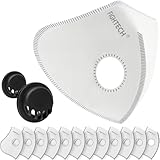FIGHTECH Dust Mask Filter Replacement Set – 12 Activated Carbon Filters with 2 Discharge Valves and Anti-Fog Protection for Safety Goggles