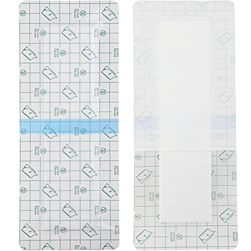 Waterproof Knee Replacement Surgery Bandage | 4×10 Inch Shower Protector Island Dressing Pad Bordered Gauze | Hip Surgery Recovery Large Wounds Incision Cover with Adhesive Border (Pack of 25)