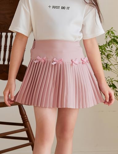 Happy Cherry Girls Pleated Skirt Kids Tennis Elastic Waist Uniform Bow Plaid Skirt Party Casual Flare Skirts2