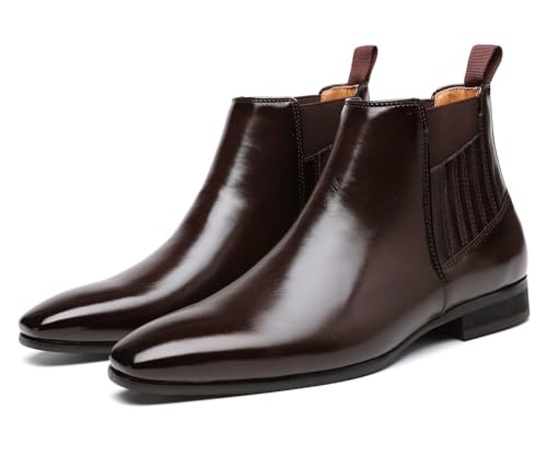 Men's Chelsea Boots Leather Classic Elastic Slip On Chukka Ankle Boots for Men2